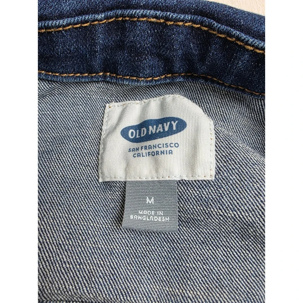 Old Navy Kids Denim Trucker Jacket Dark Wash Blue Size M Boho Western Classic